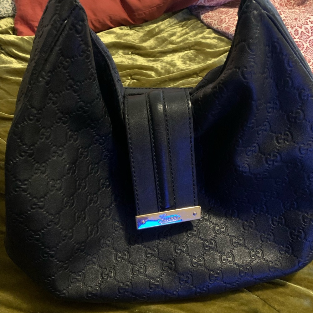 Gucci Guccissima shoulder Hobo black w/matching wallet